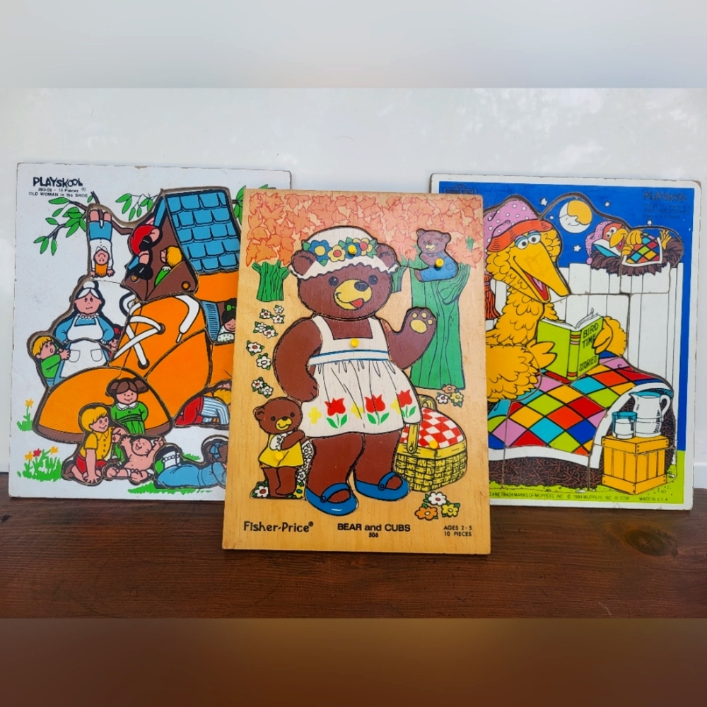 Vintage, PlaySkool and Fisher-Price Wooden Puzzles Bundle